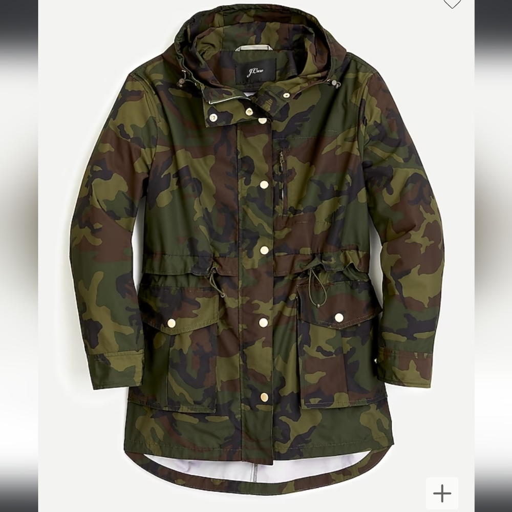 JCrew Perfect Rain Jacket in Camo XL